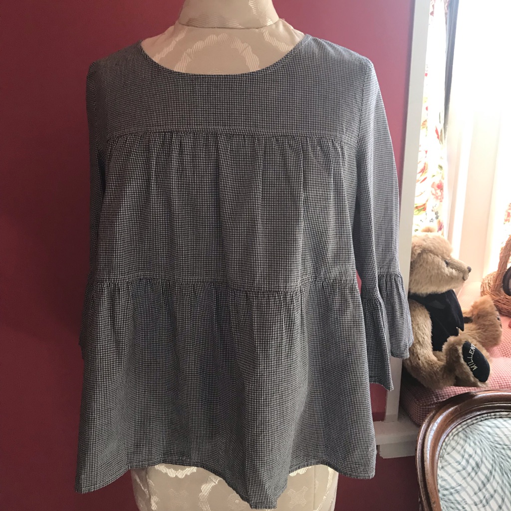 Tiered Ruffle Back Button Top